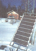 Solar panels provide emergency power to the home.